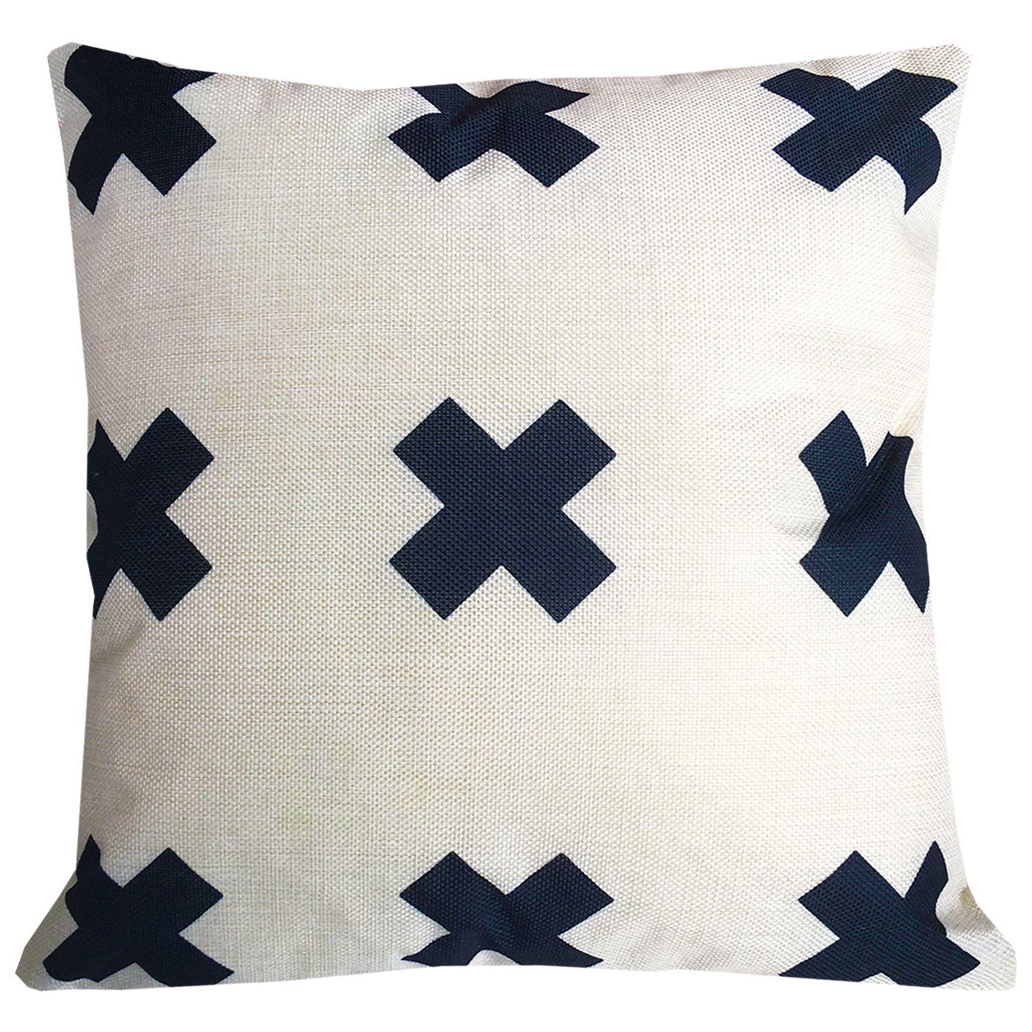 Cojin cruces crudo y negro lino 45x45-0