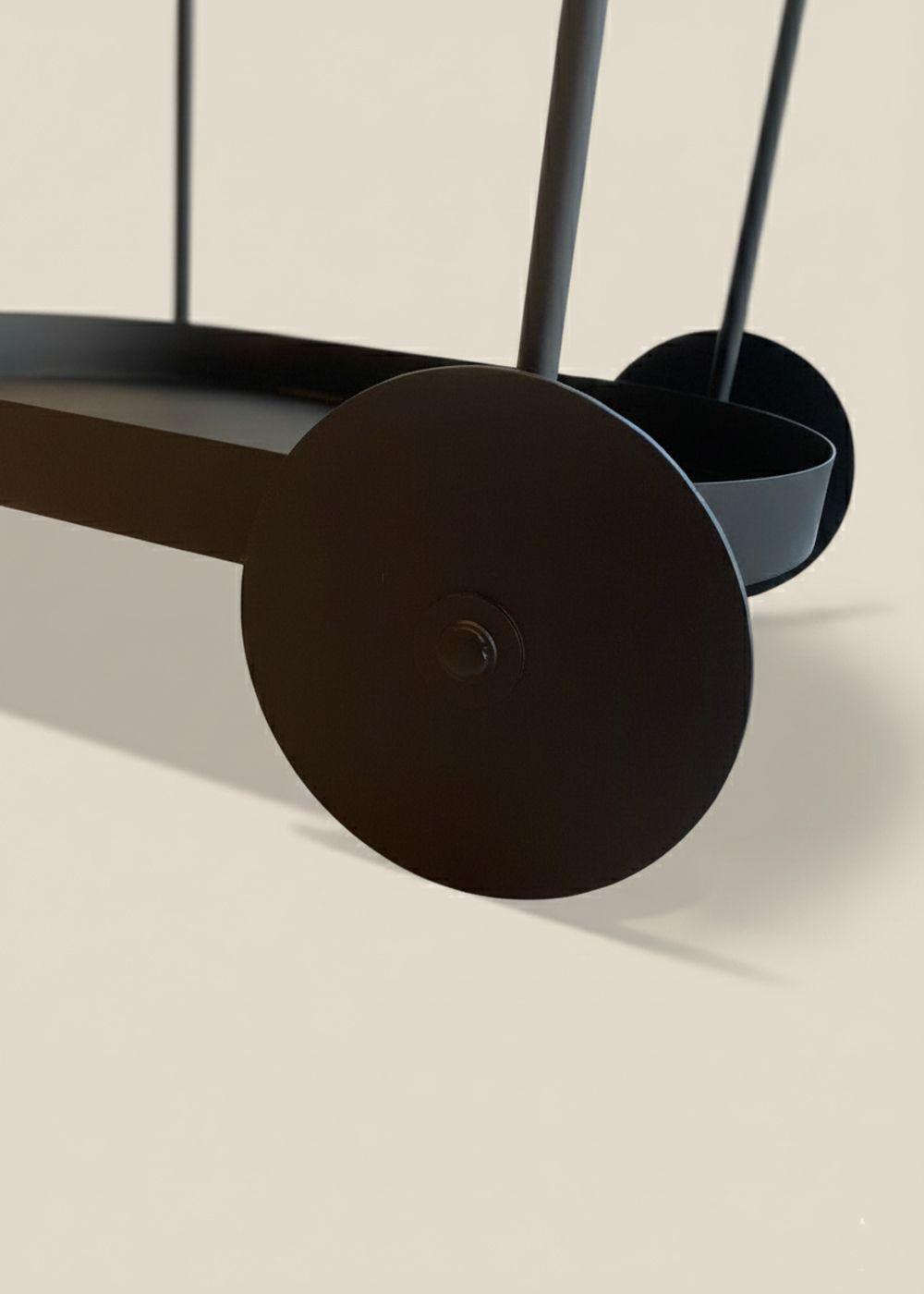 Carro Bar Metálico Nesna Negro 80x52x72 cm Hecho a Mano-3