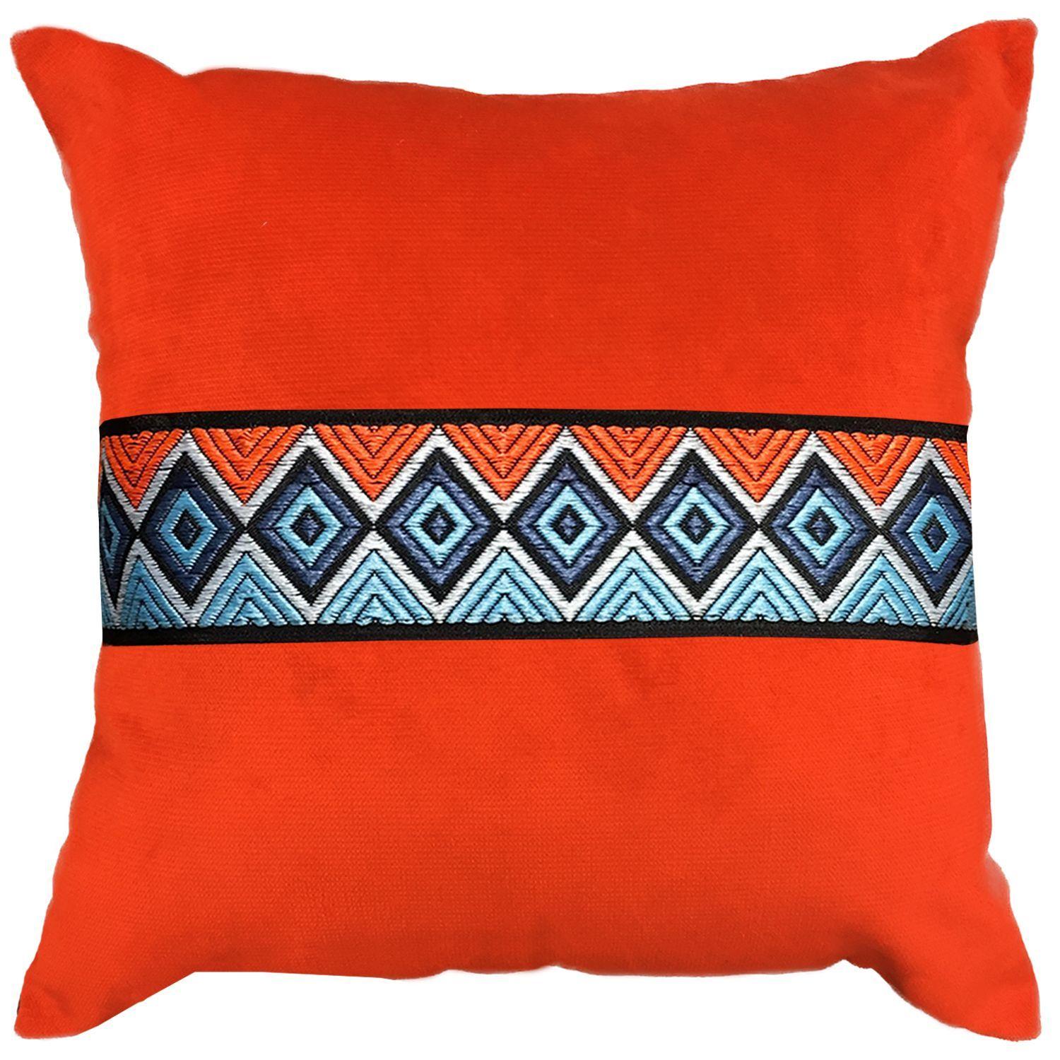 Cojín Naranjo Oscuro Terciopelo Tribal 40x40-0