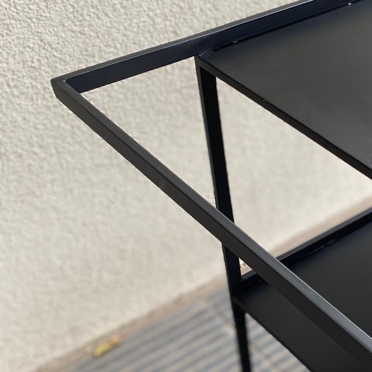 Carro Bar Metálico Vestre Negro 104x80x50 cm Hecho a Mano-2