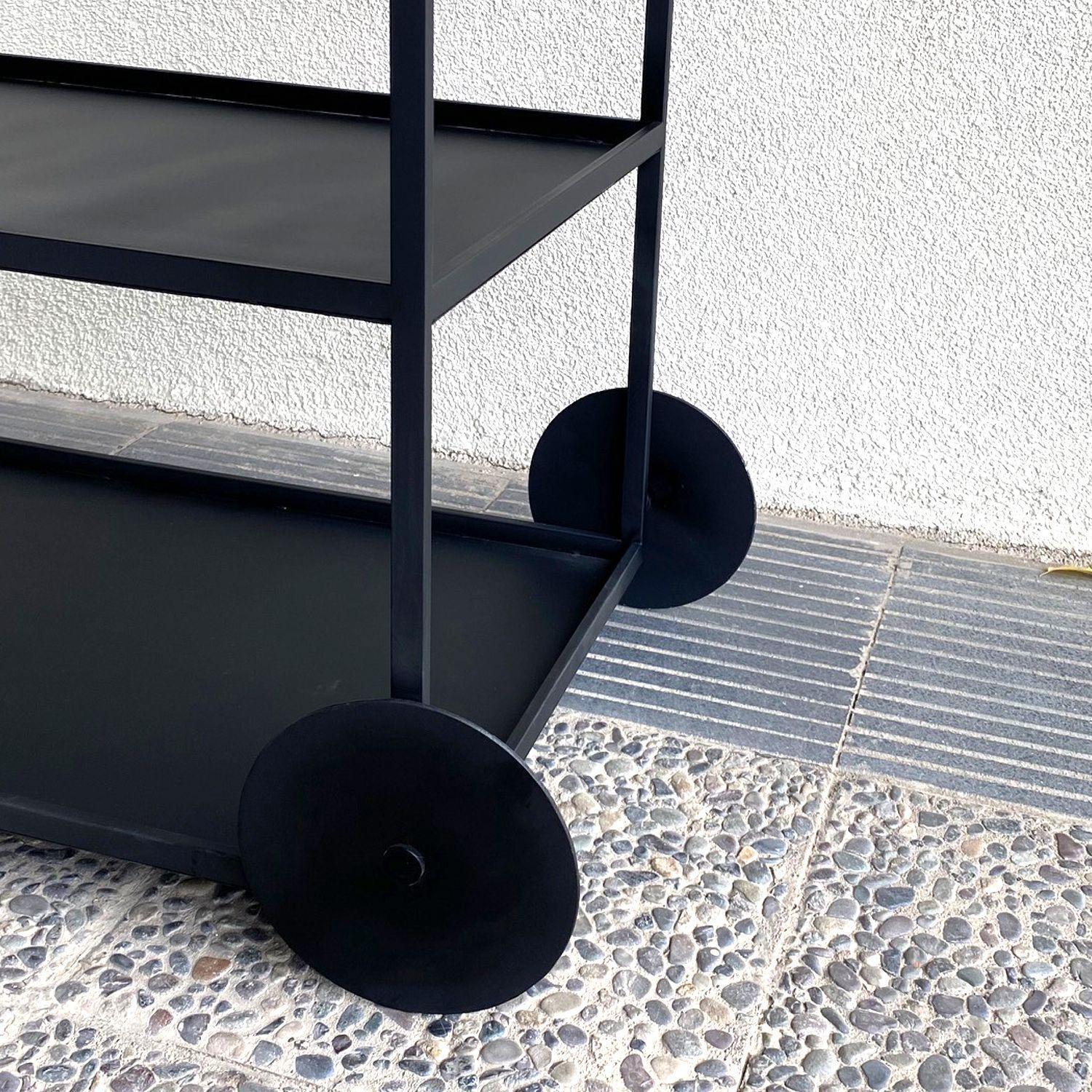 Carro Bar Metálico Vestre Negro 104x80x50 cm Hecho a Mano-3