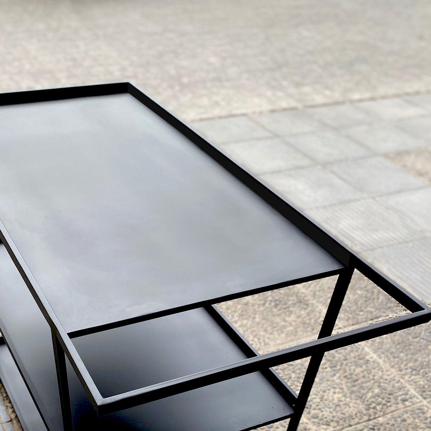 Carro Bar Metálico Vestre Negro 104x80x50 cm Hecho a Mano-4