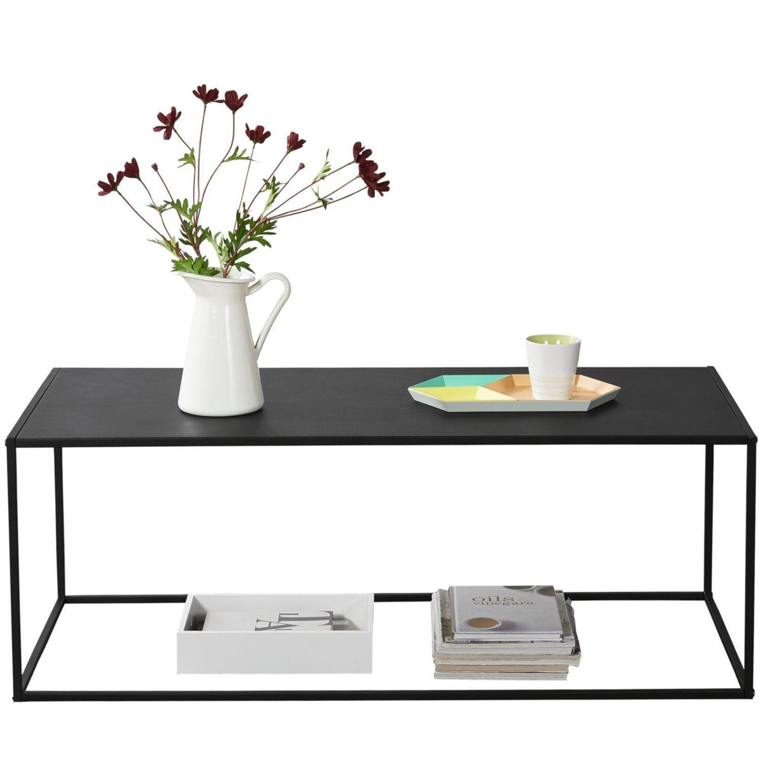 Mesa Centro Metálica Leknes Color Negro 100x50x40 Hecho a Mano-0