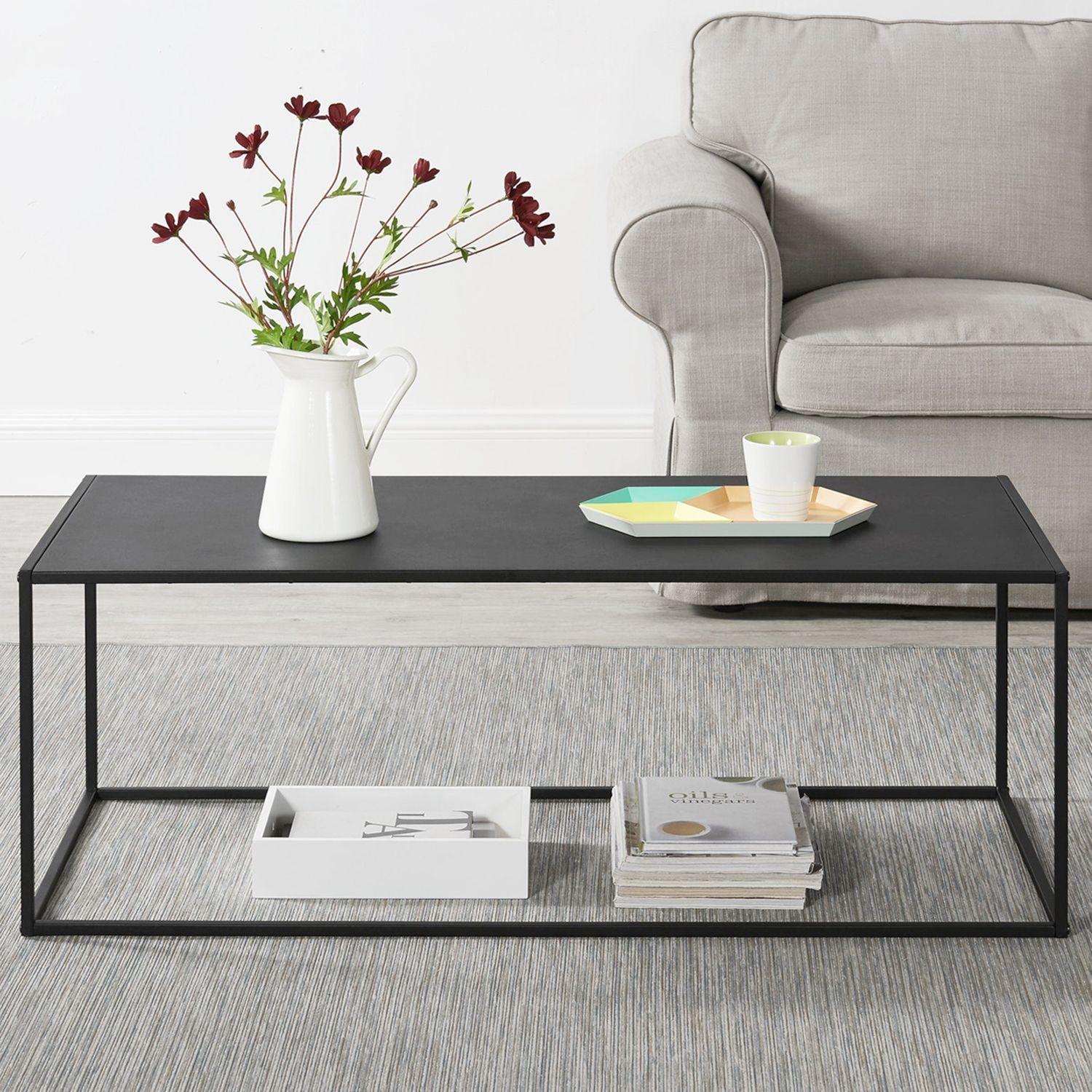 Mesa Centro Metálica Leknes Color Negro 100x50x40 Hecho a Mano-2