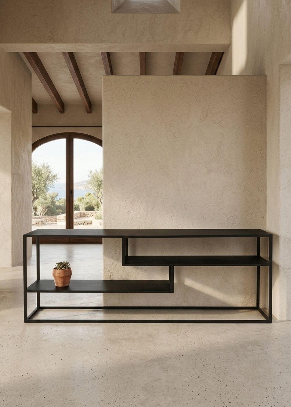 Arrimo Kalda Metálico Negro 150x50x40 Hecho a Mano-0
