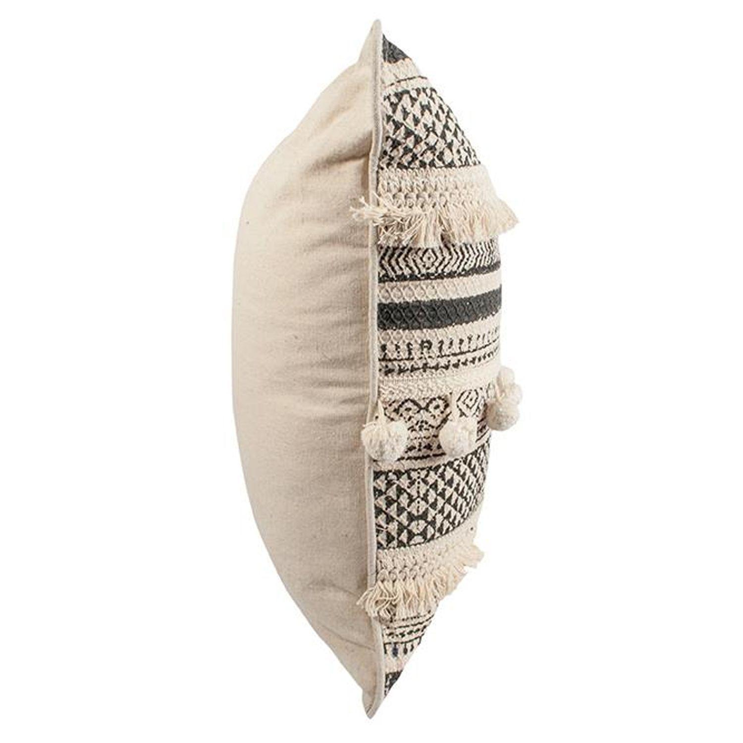  Cojín Boho Crudo y Negro Algodón 45x45 cm-2