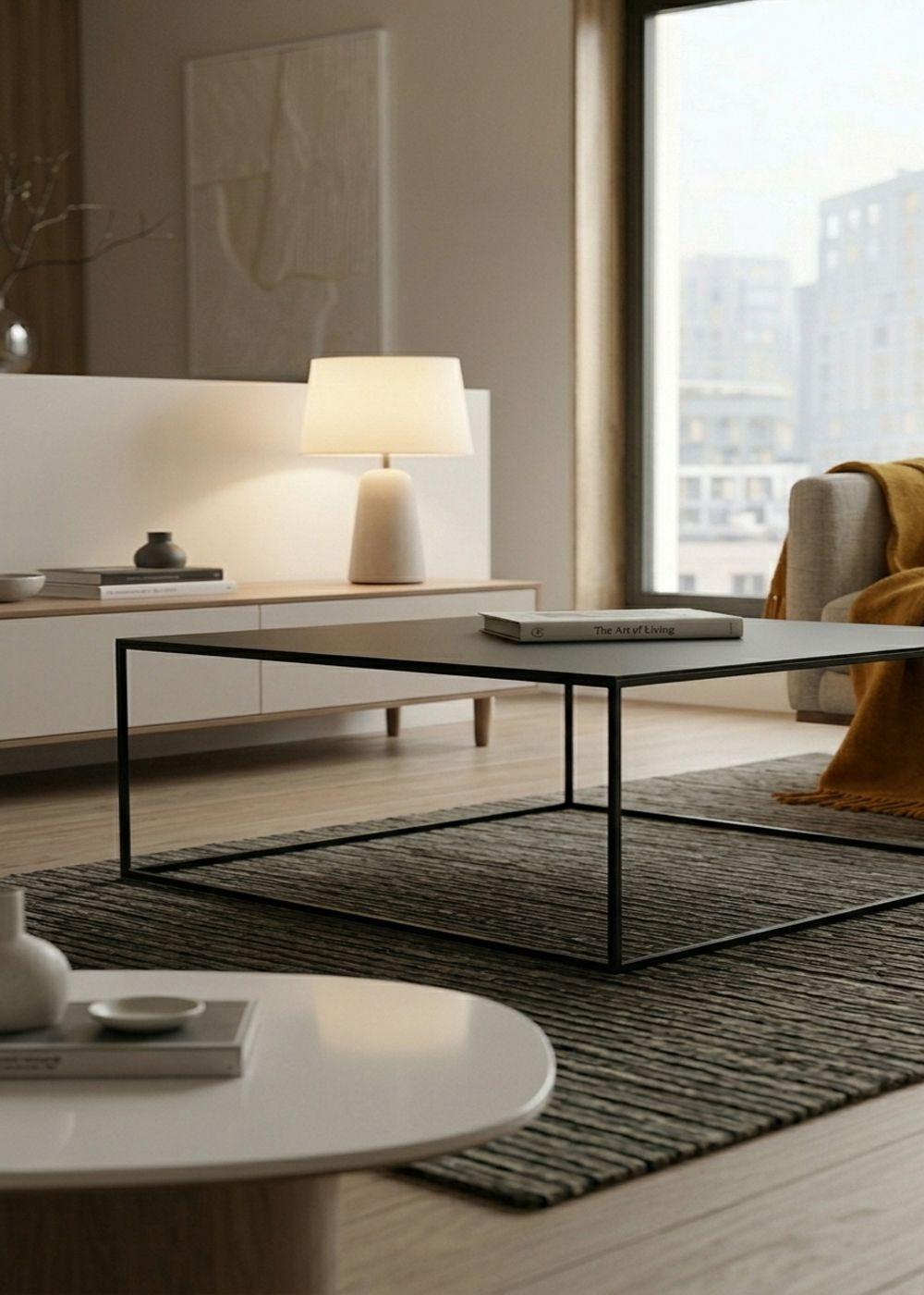 Mesa de Centro Grub 90x90x35 Metálica Negro Hecho a Mano-2