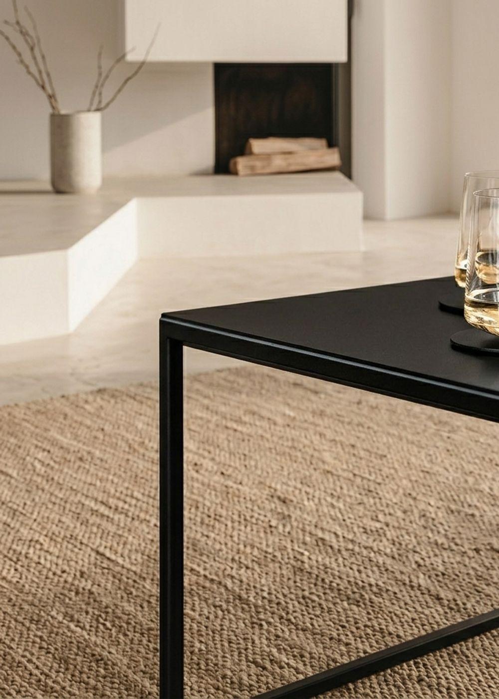 Mesa de Centro Grub 90x90x35 Metálica Negro Hecho a Mano-5