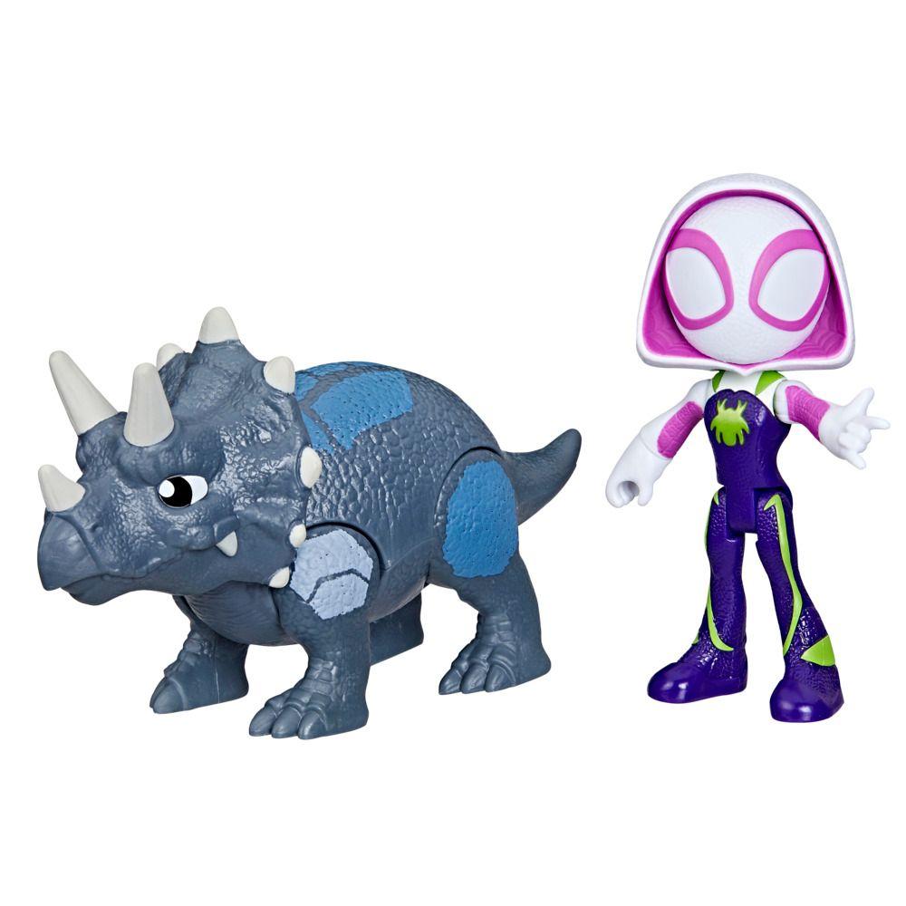 Figura de Acción Spidey & His Amazing Friends Dino-Webs Ghost-Spider y Rhino Dino-0