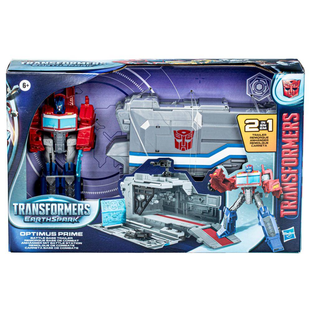 Figura de Acción Transformers EarthSpark Optimus Prime Con Remolque de Combate-2