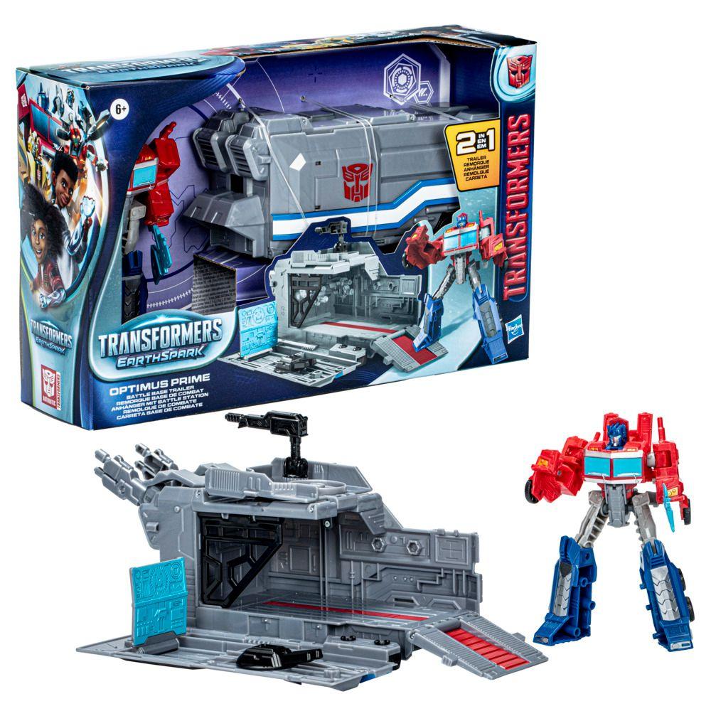 Figura de Acción Transformers EarthSpark Optimus Prime Con Remolque de Combate-3
