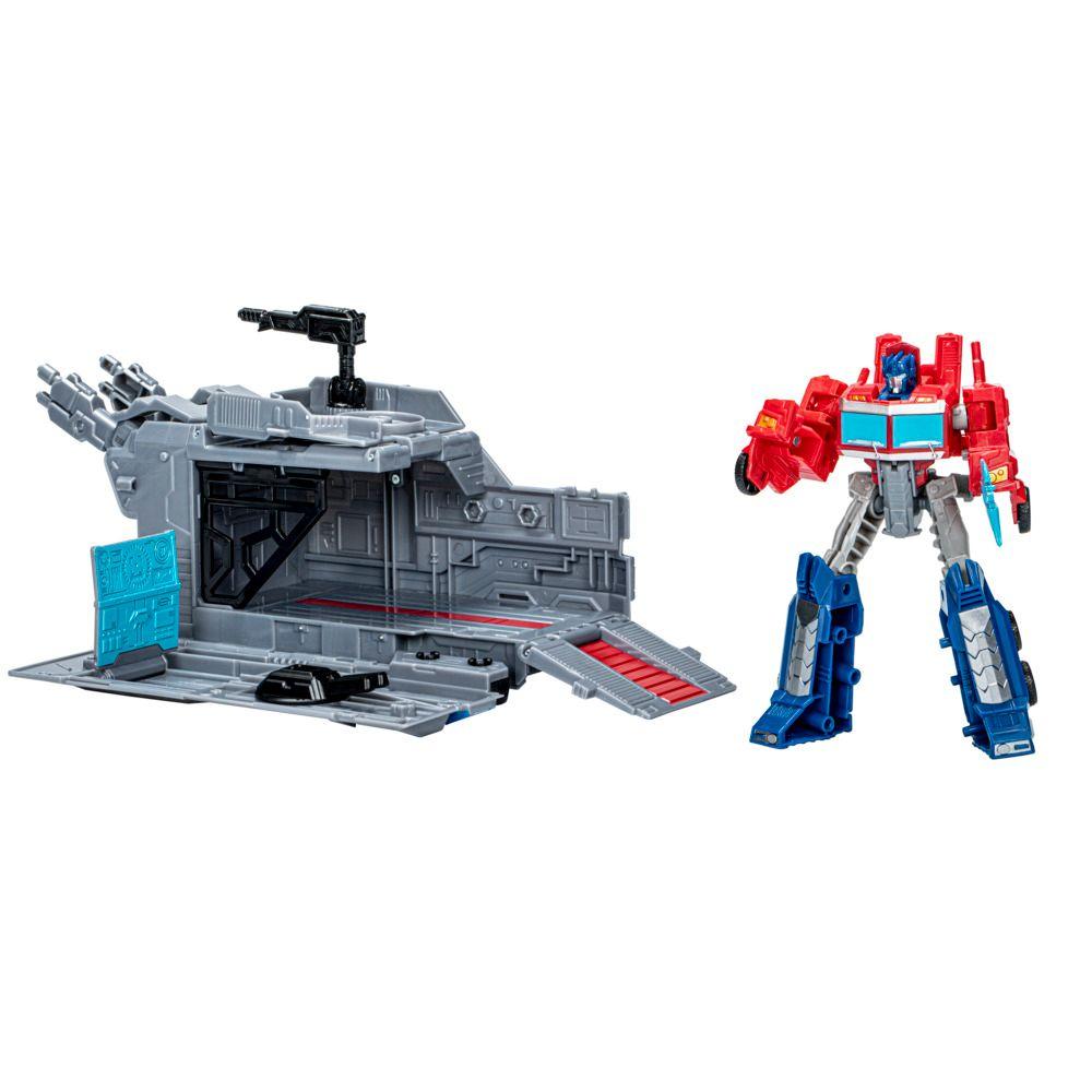 Figura de Acción Transformers EarthSpark Optimus Prime Con Remolque de Combate-5
