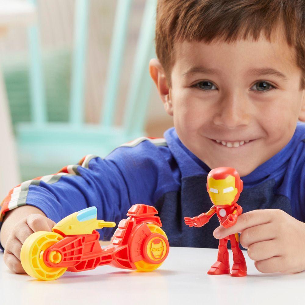 Set Spidey & His Amazing Friends Iron Man Con Motocicleta-4