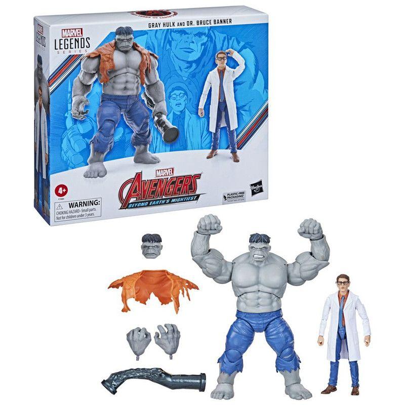 Figura de Acción Marvel Legends Series Hulk gris y el Dr. Bruce Banner-2