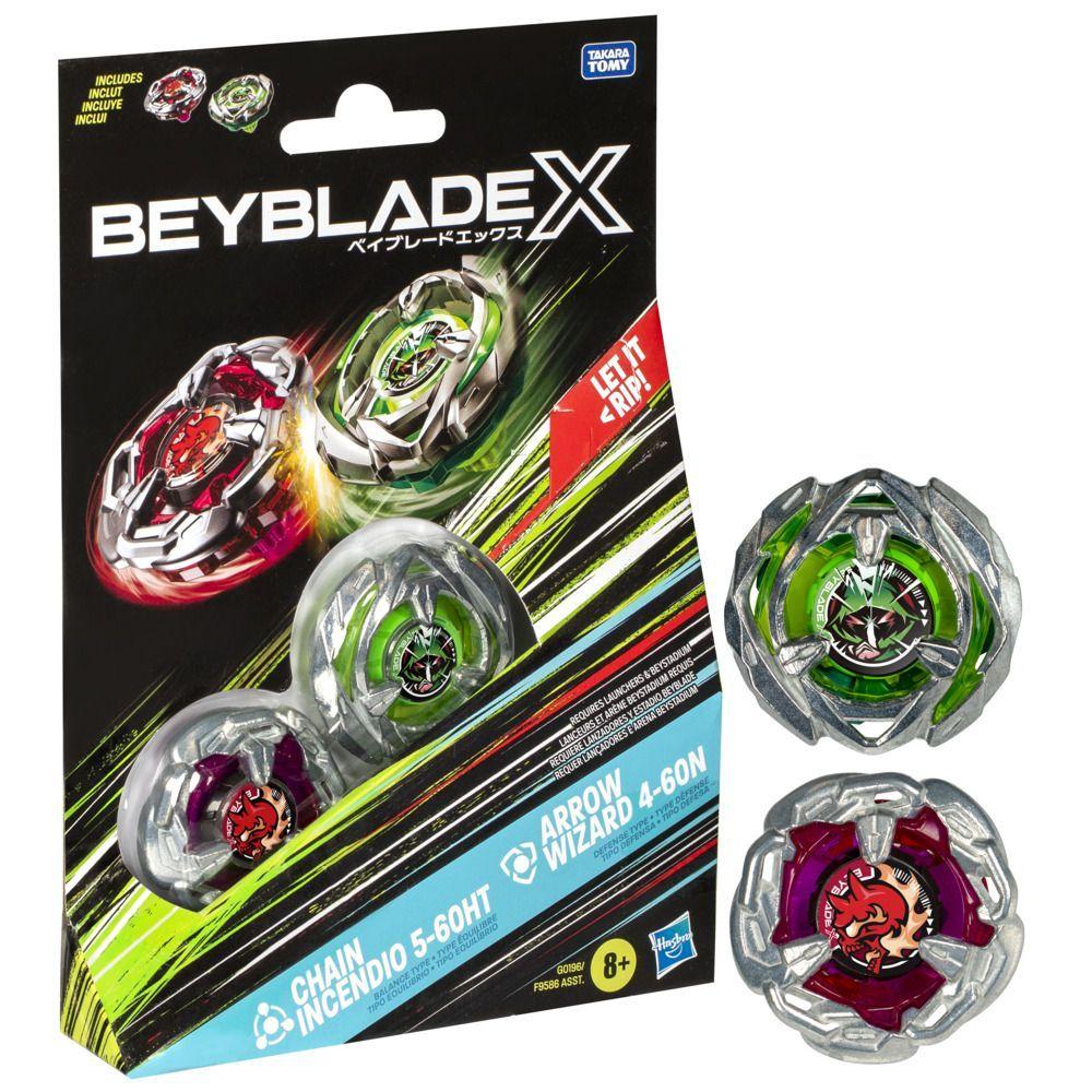 Trompo Beyblade X Chain Incendio 5-60HT y Arrow Wizard 4-60N-2