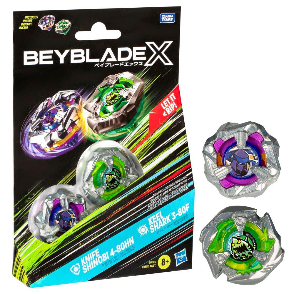 Trompo Beyblade X Knife Shinobi 4-80HN y Keel Shark 3-80-2