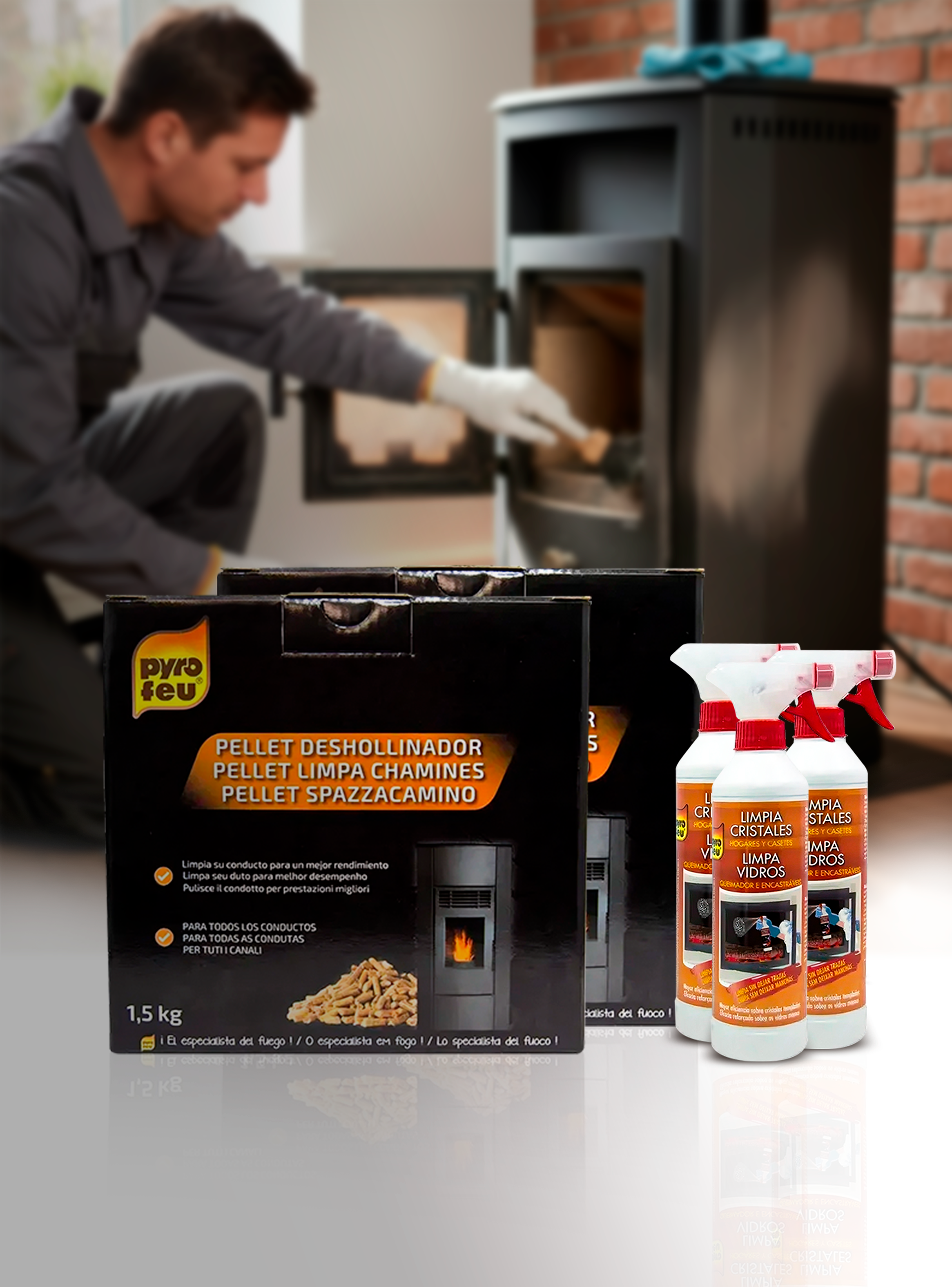 Pack XL | 3 Limpiadores Cristal Esfufa + 2 Deshollinadores Podero-2