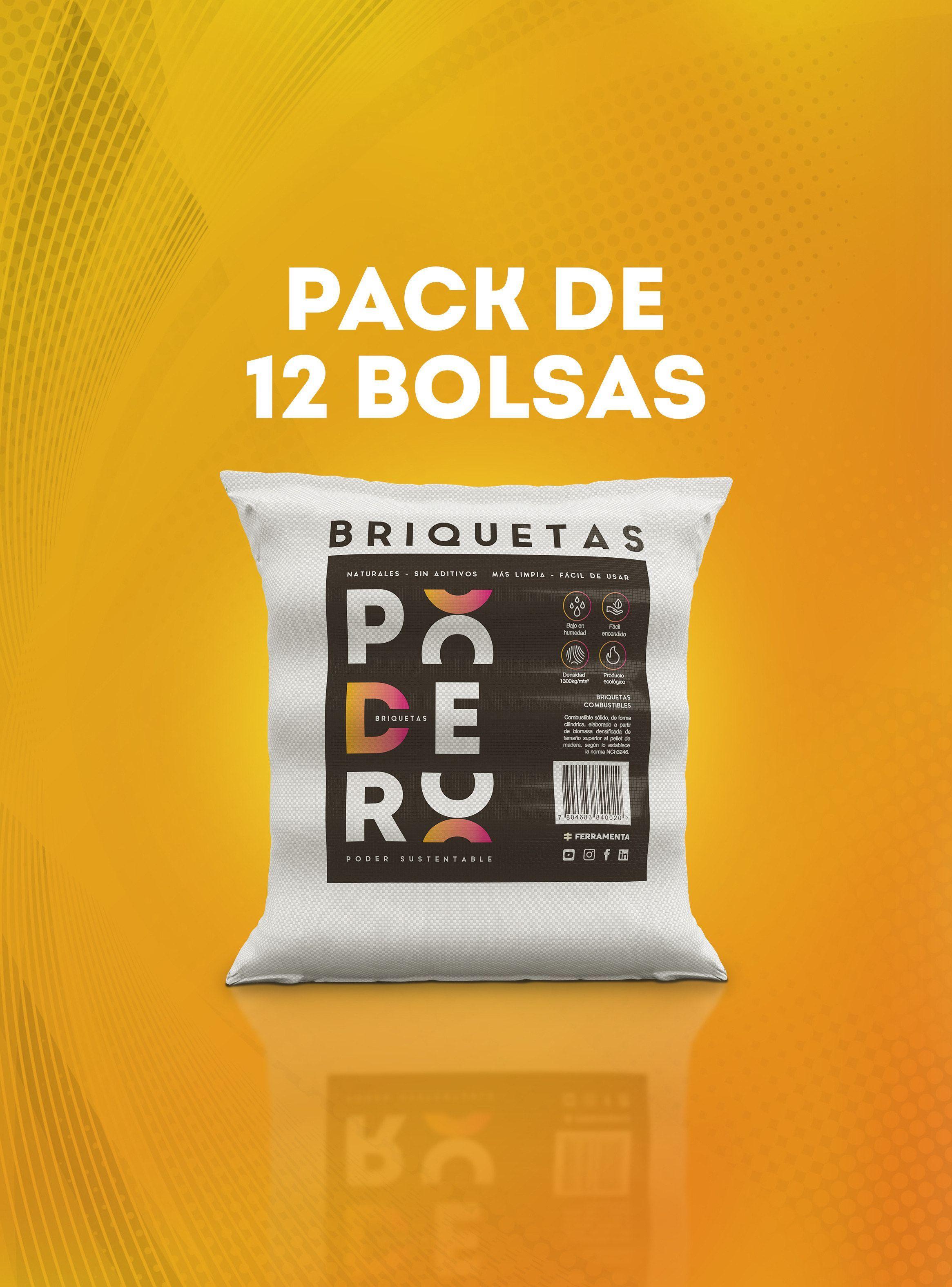 Pack de Briquetas de Madera Podero – 12 unidades de 10 kg c/u (120 kg total)-2