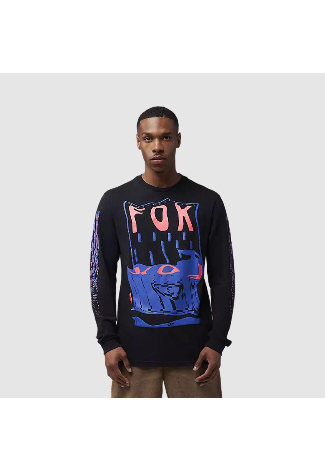 Polera Lifestyle Emotion Blast Premium Manga Larga Negro Fox-2