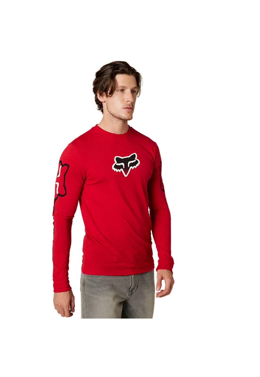 Polera Lifestyle Manga Larga Vizen Drirelease® Rojo Fox-0