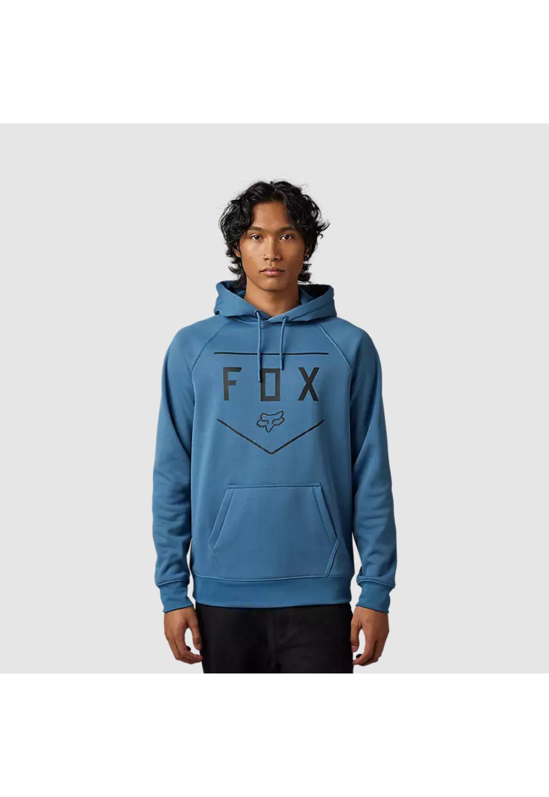 Poleron Lifestyle Pullover Shield con Capucha Azul Fox-0