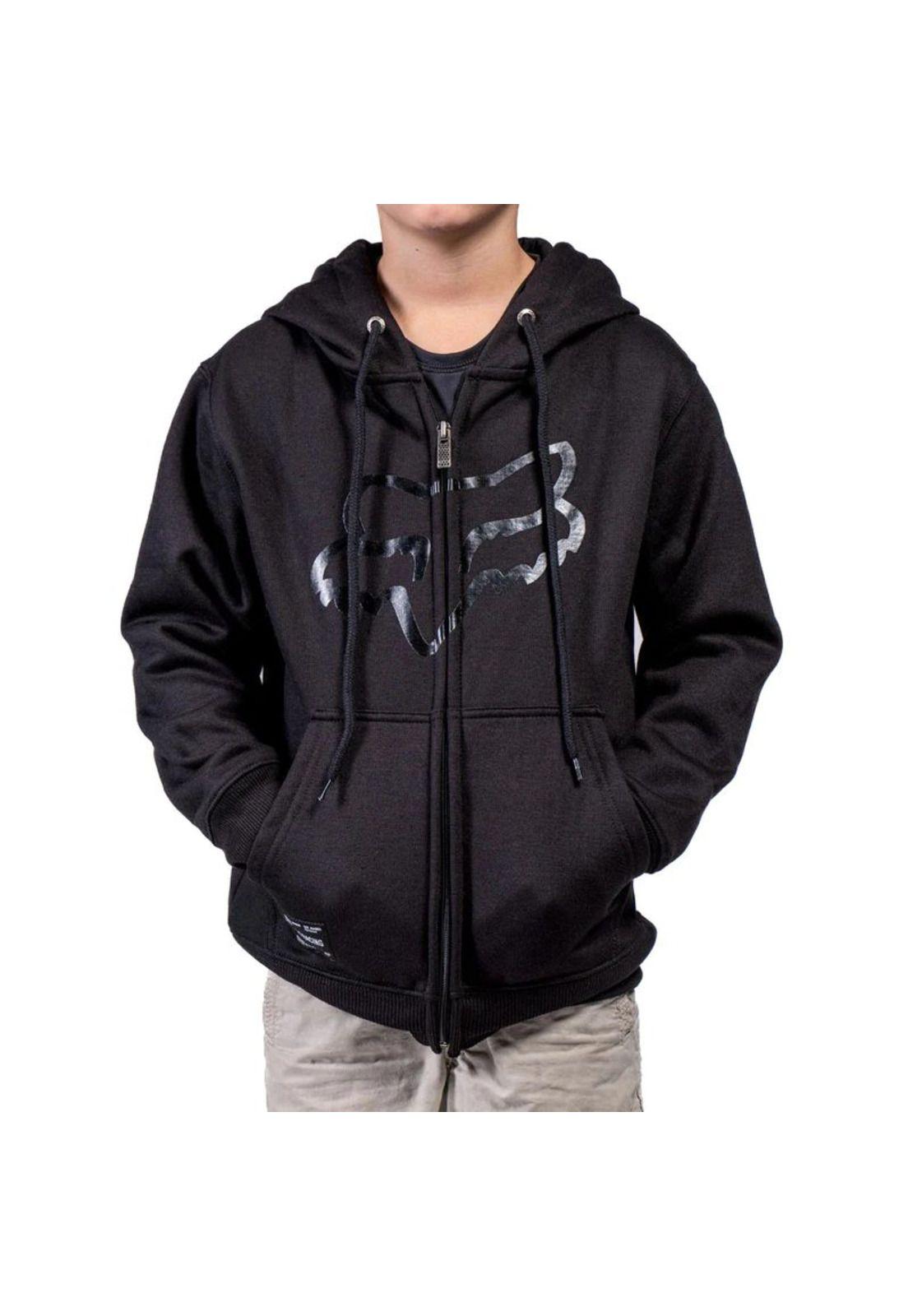 Poleron Lifestyle Niño Destrakt Zip Negro Fox-0