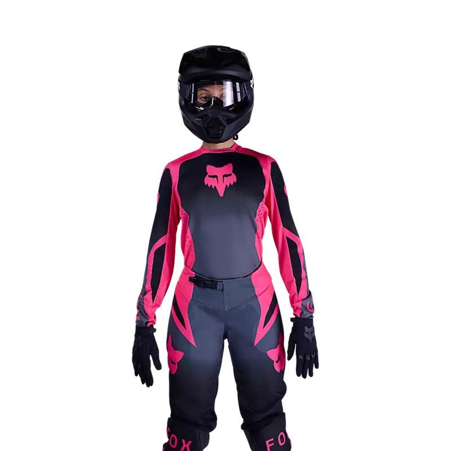 Polera Moto Mujer 180 Shield Negro/Rosado Fox-2