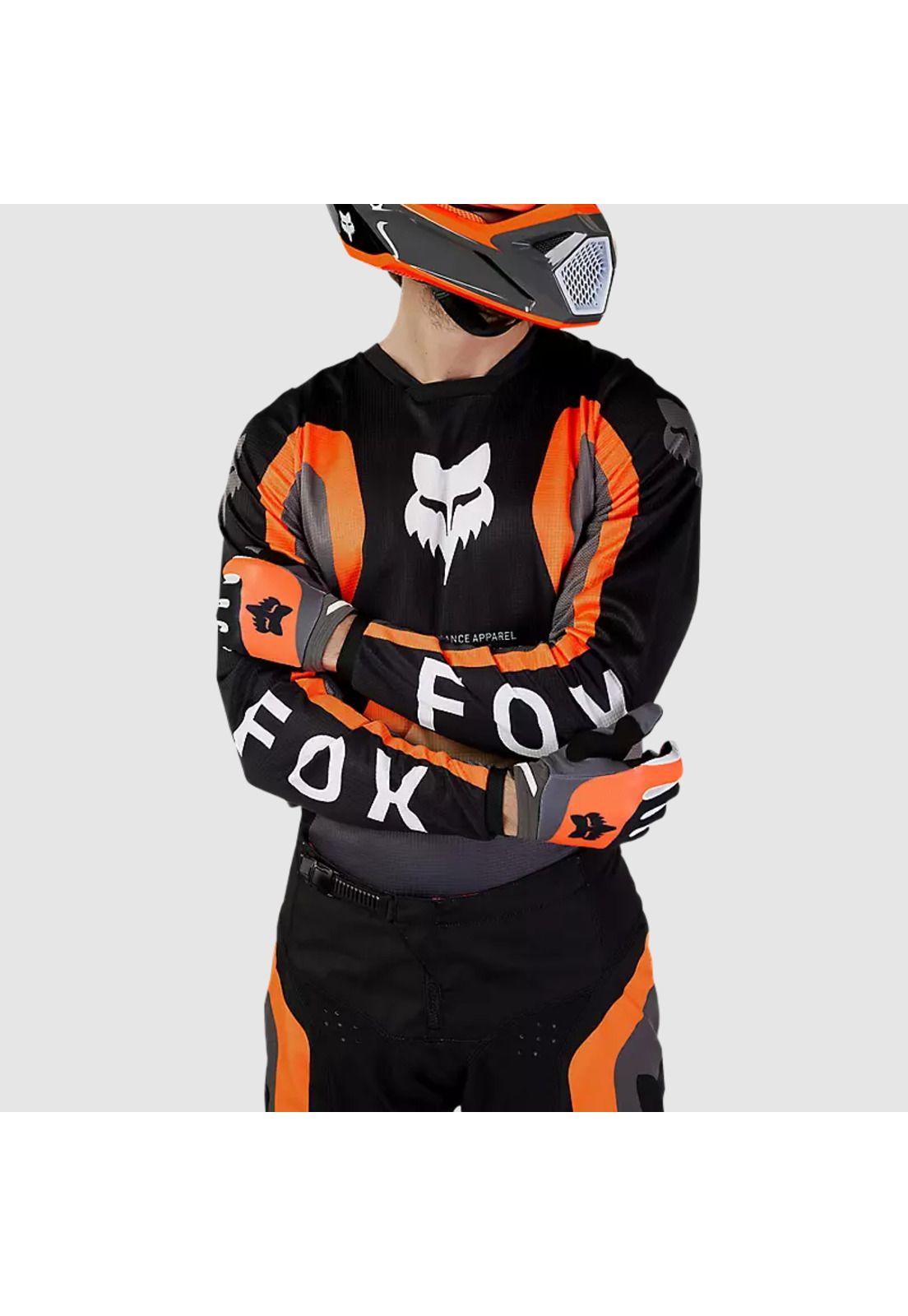 Polera Moto 180 Ballast Negro/Naranjo Fox-3