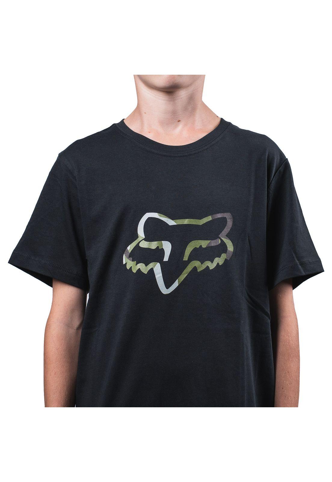Polera Lifestyle Niño Legacy Head Camo Negro Fox-3