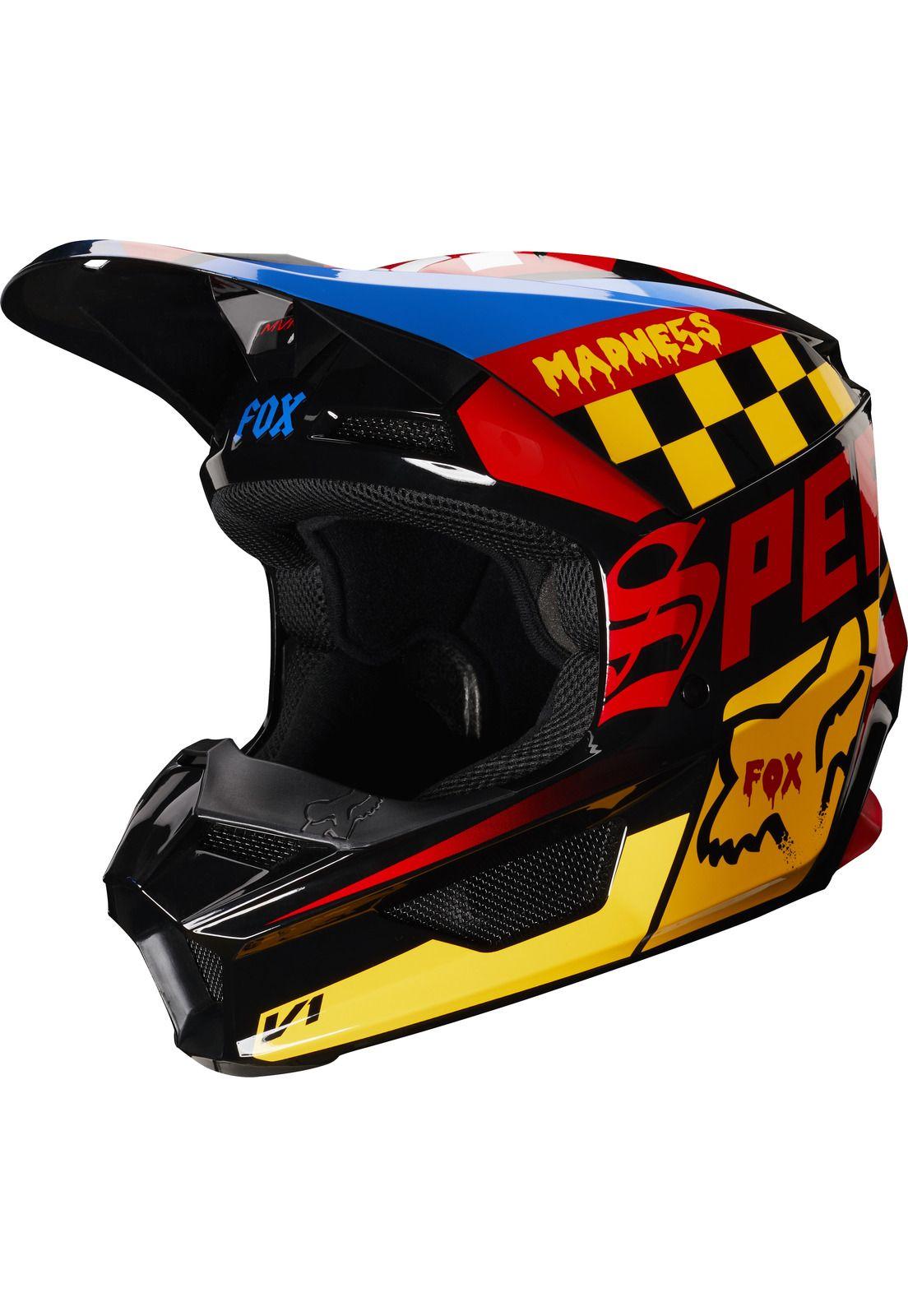Casco Moto Niño V1 Czar Negro Amarillo Fox-1
