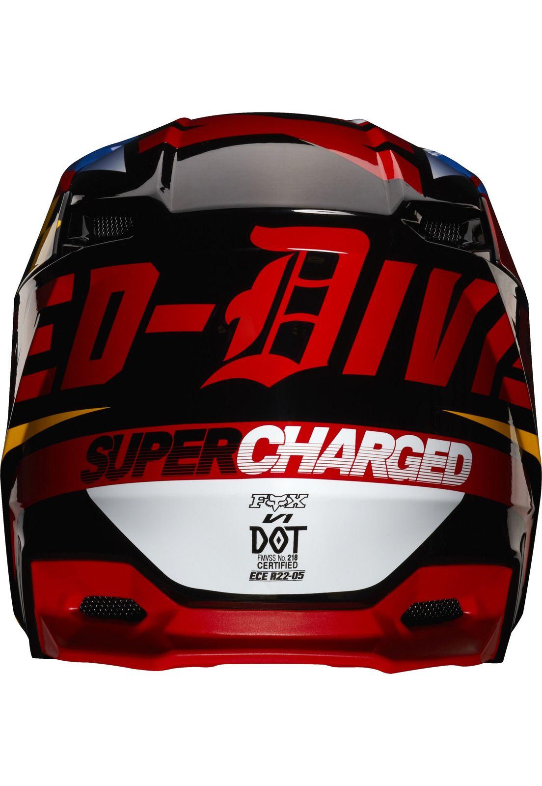 Casco Moto Niño V1 Czar Negro Amarillo Fox-2