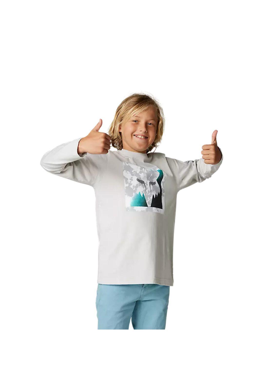 Polera Lifestyle Niño Manga Larga Detonate Gris Claro Fox-0