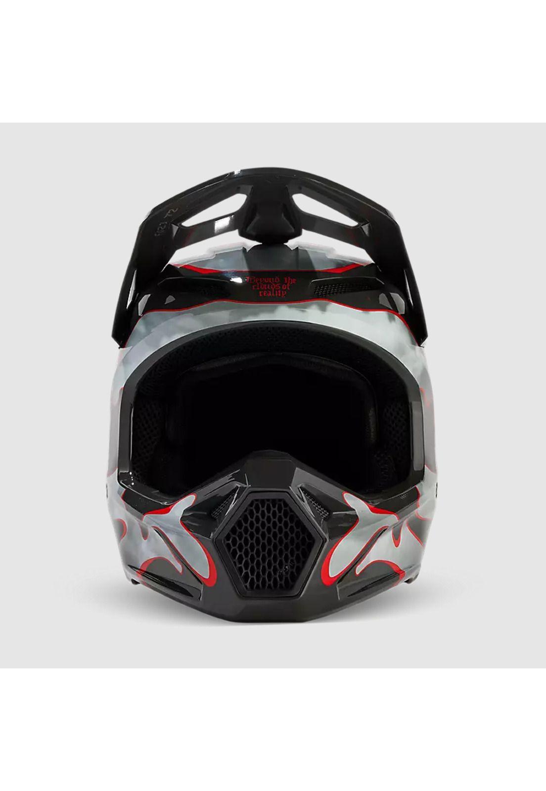 Casco Moto V1 Atlas Gris/Rojo Fox-2