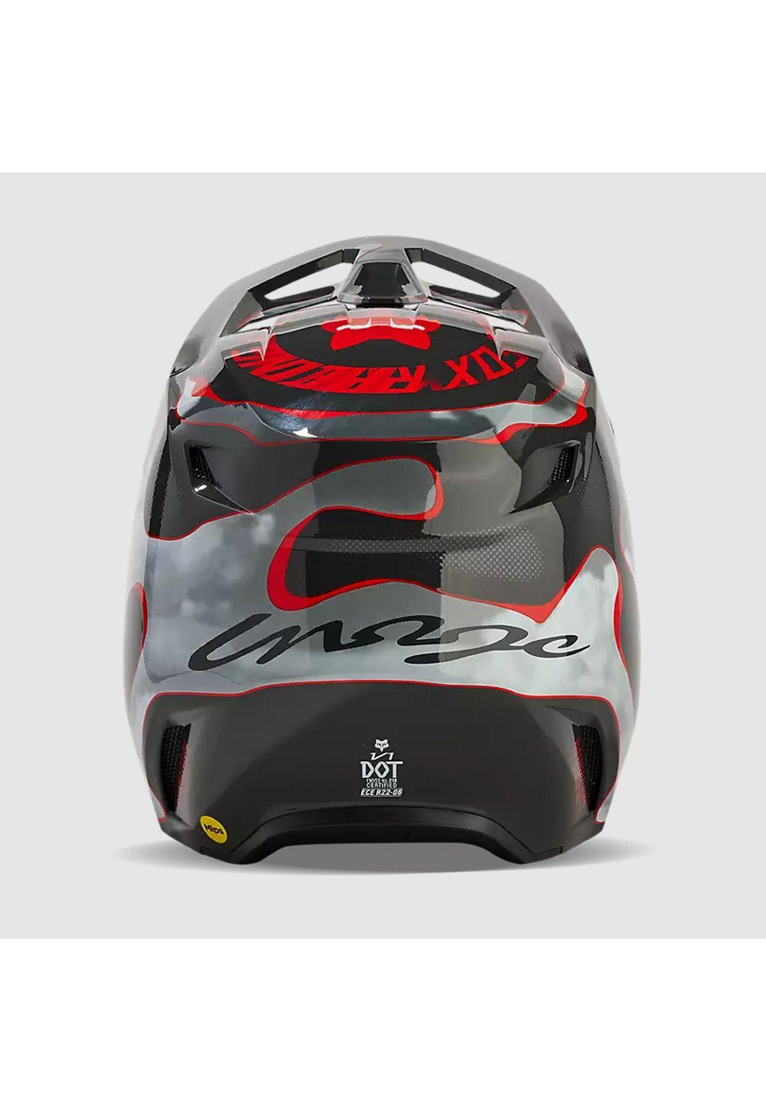 Casco Moto V1 Atlas Gris/Rojo Fox-4