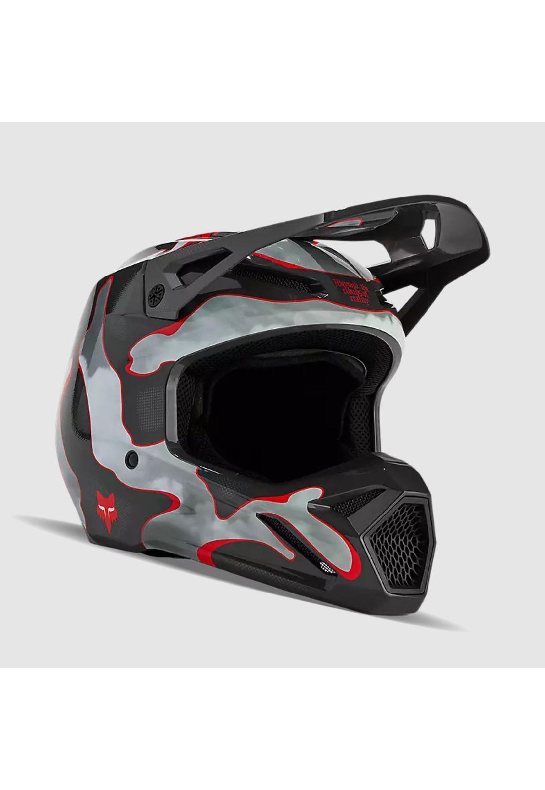 Casco Moto V1 Atlas Gris/Rojo Fox-0
