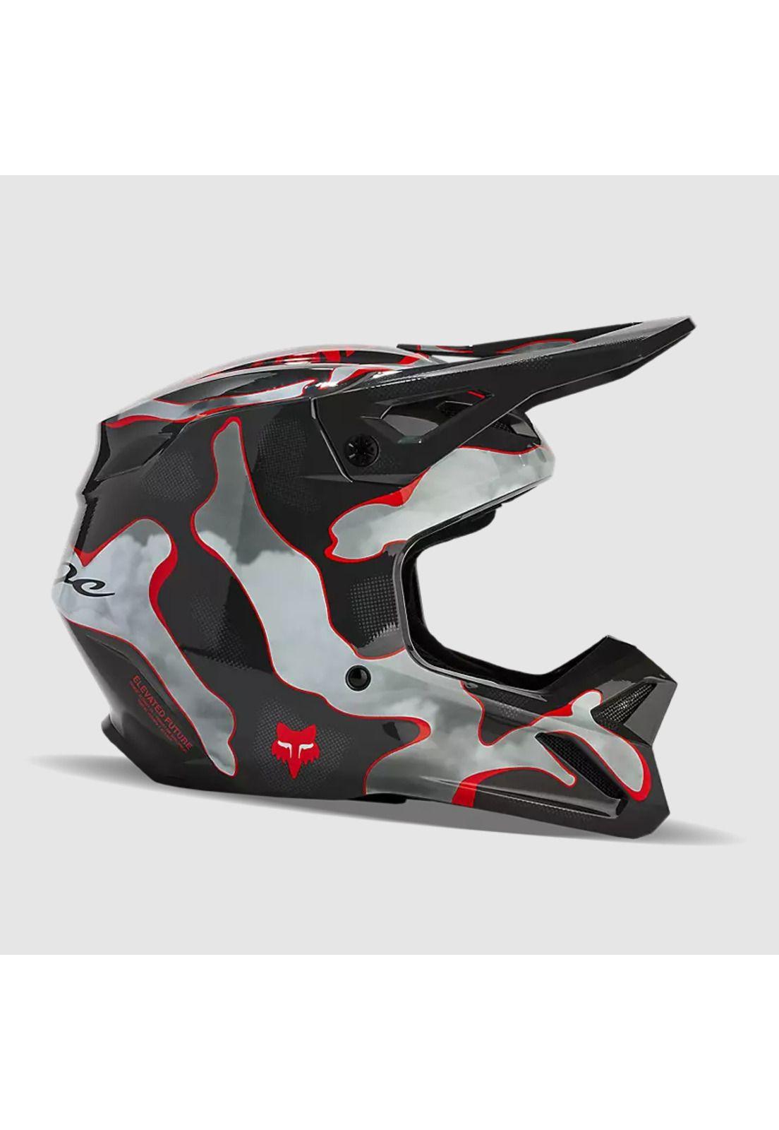 Casco Moto V1 Atlas Gris/Rojo Fox-1