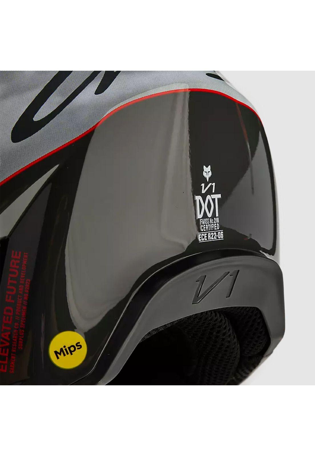 Casco Moto V1 Atlas Gris/Rojo Fox-8