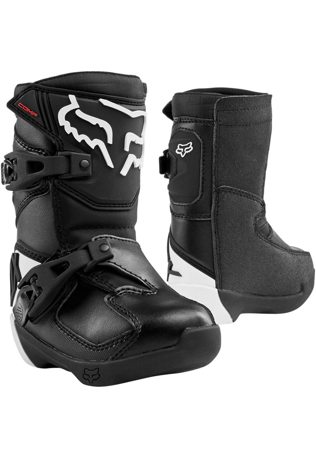 Botas Moto Infantil Comp K Negro/Blanco Fox-0