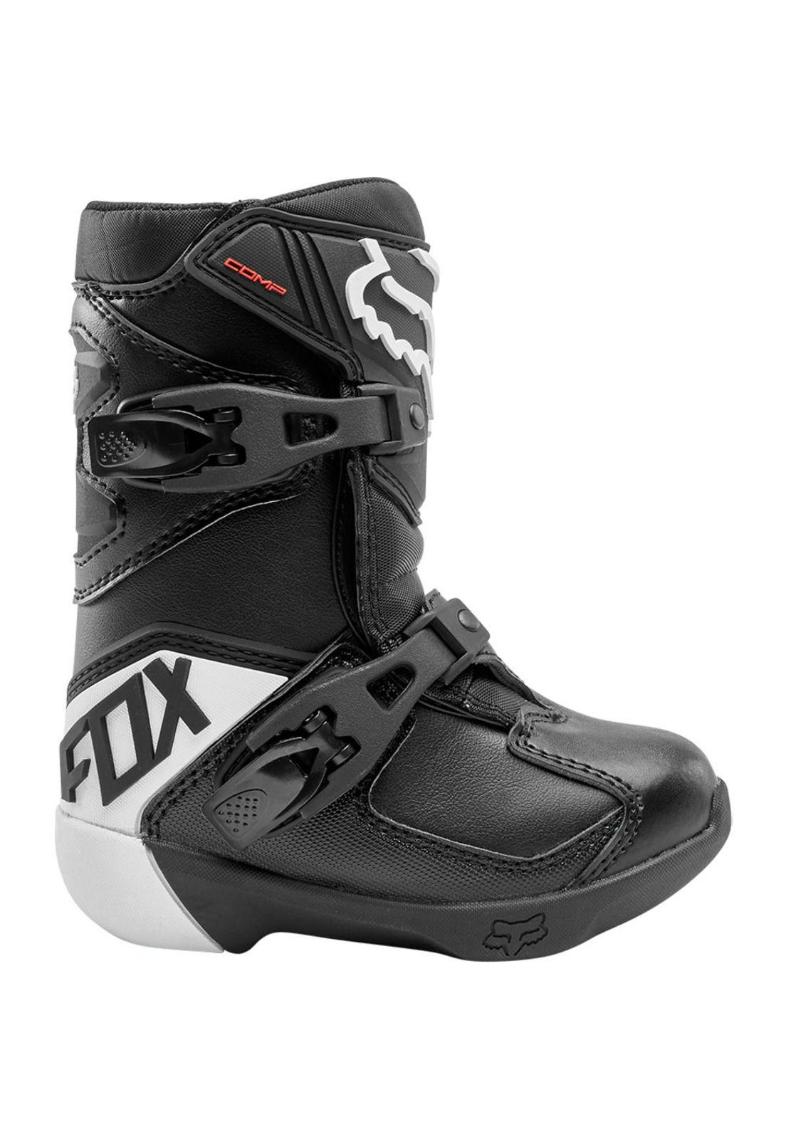 Botas Moto Infantil Comp K Negro/Blanco Fox-1