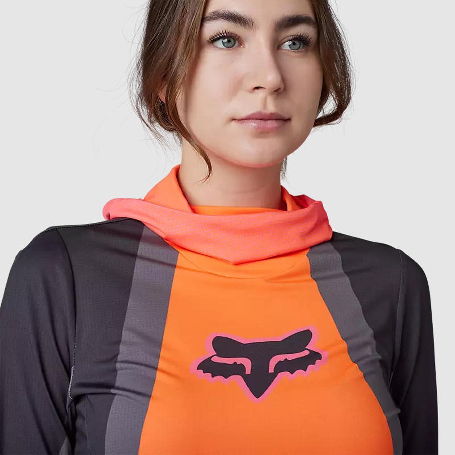 Polera Moto Mujer Ranger Drive Krux SXS Con Cuello Naranjo Fox-2
