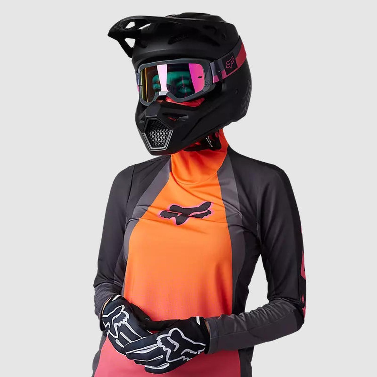Polera Moto Mujer Ranger Drive Krux SXS Con Cuello Naranjo Fox-6