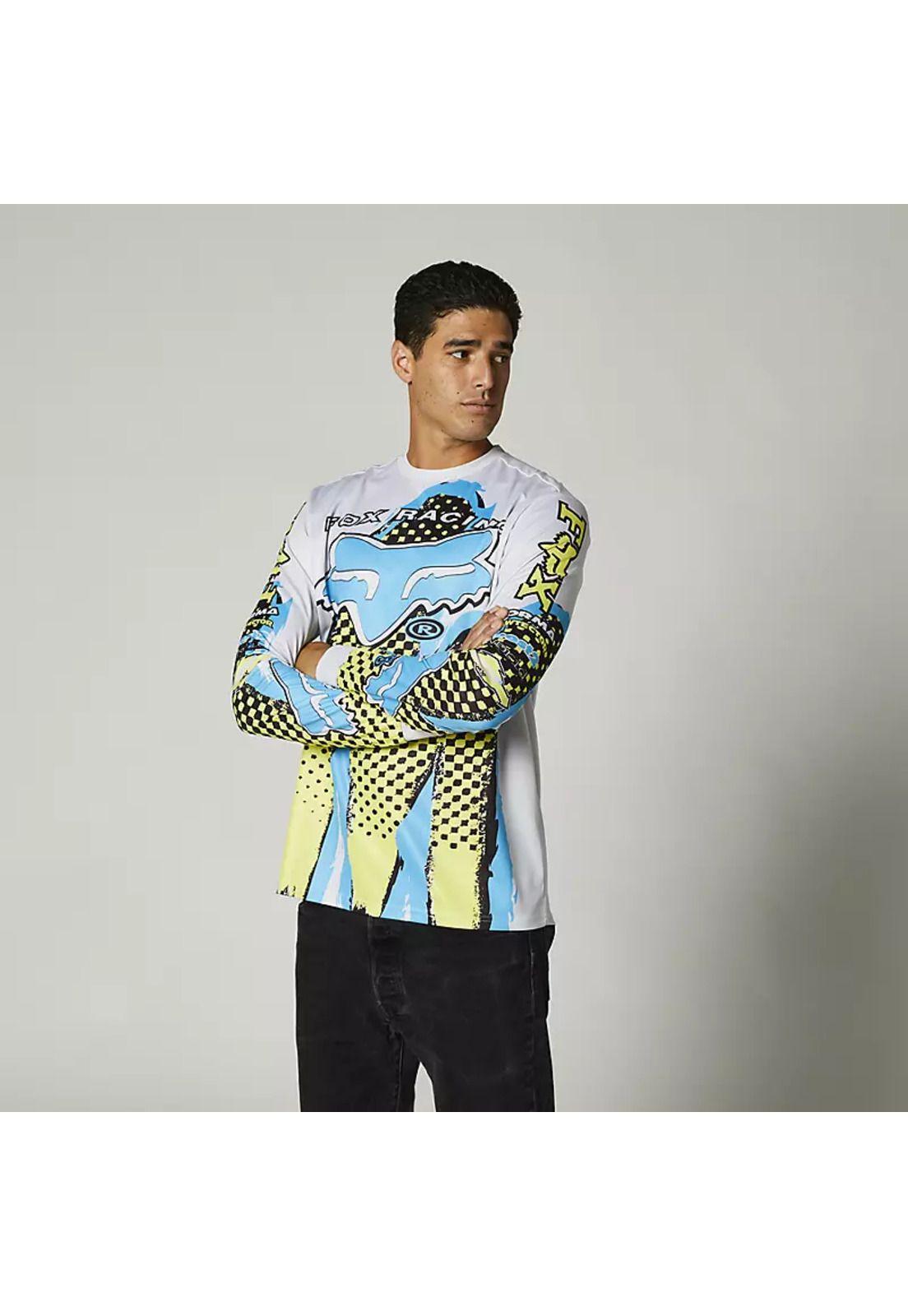 Polera Lifestyle Brushed Gris/Celeste/Amarillo Fox-3