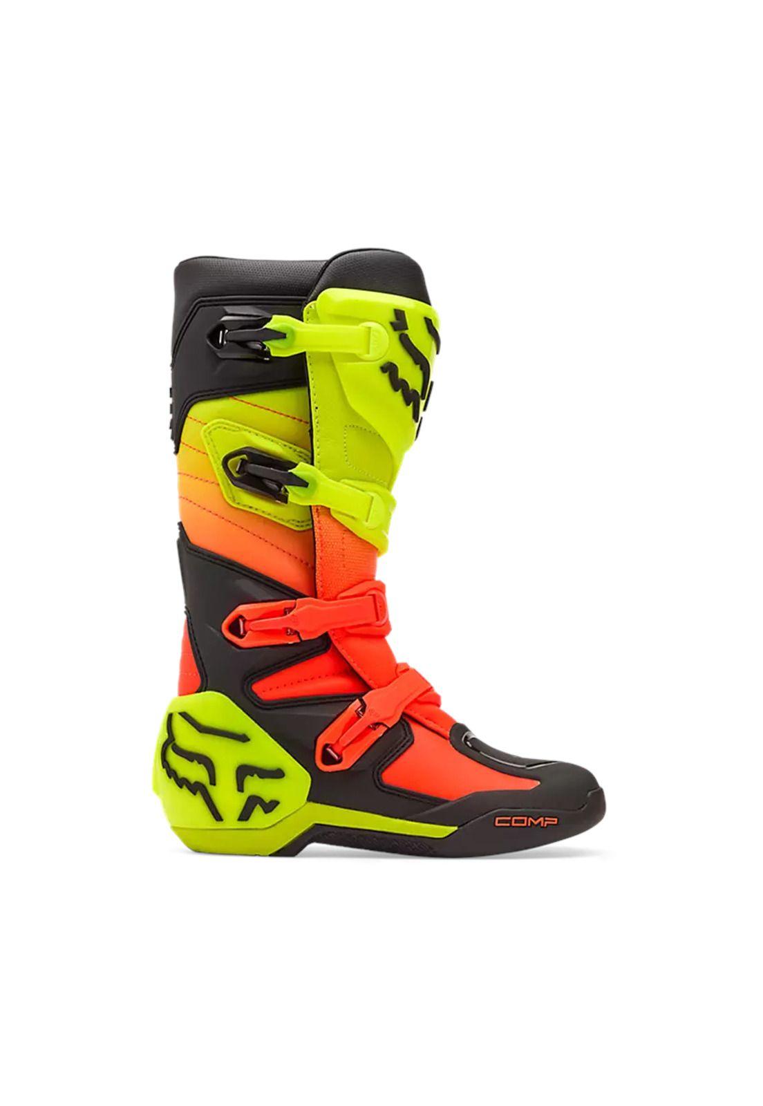 Bota Moto Comp Amarillo/Rojo Fox-1
