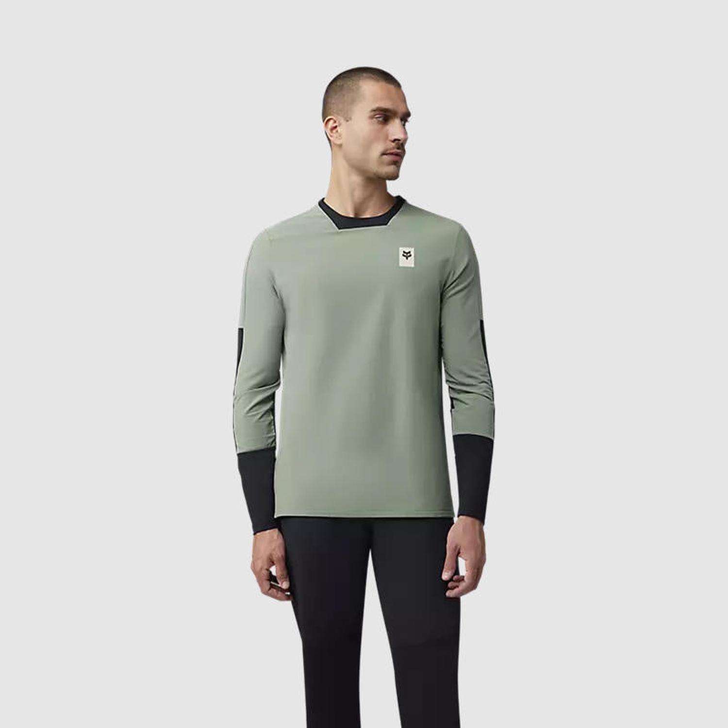 Polera Bicicleta Defend Thermal Manga Larga Verde Fox-2