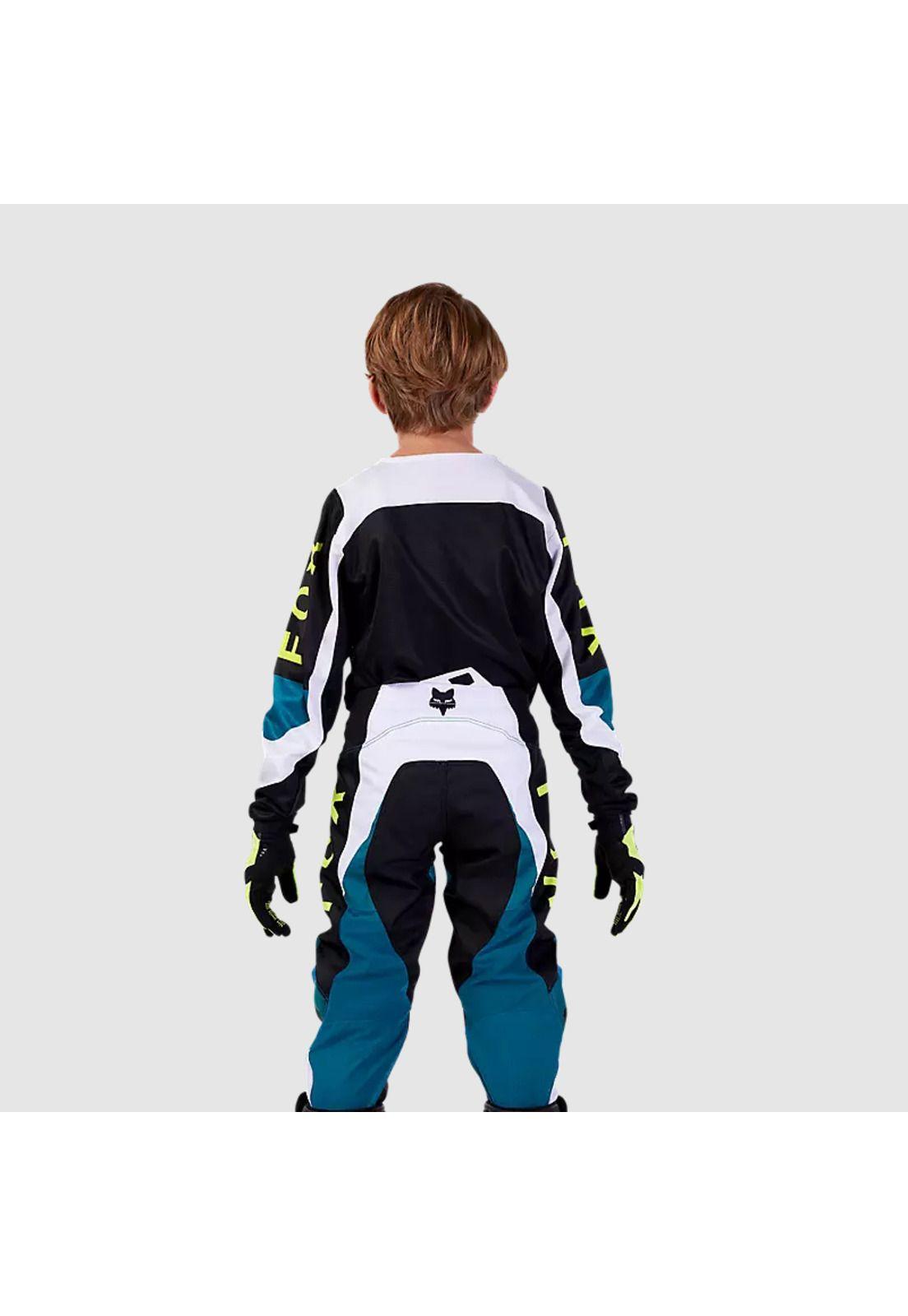 Polera Moto Niño 180 Nitro Azul Petroleo Fox-2