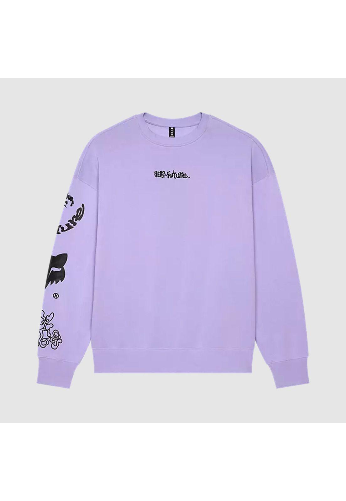 Poleron Lifestyle Crew Oversize Hello Future Oversize Morado Fox-0