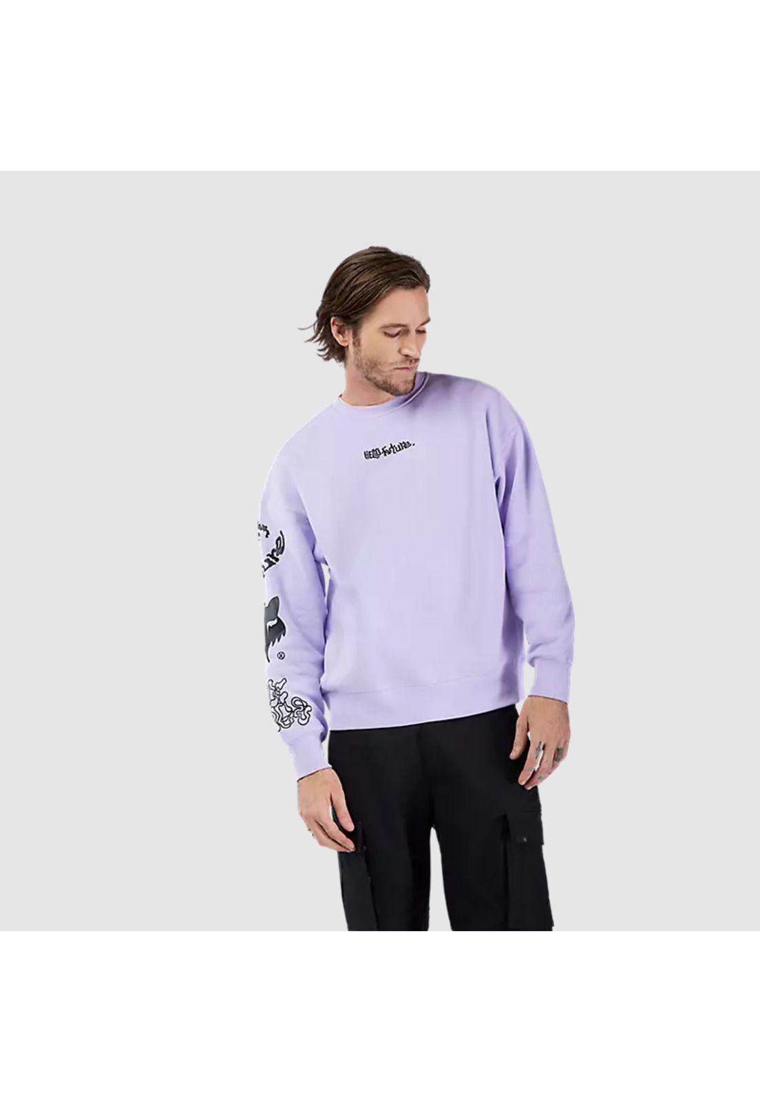 Poleron Lifestyle Crew Oversize Hello Future Oversize Morado Fox-2