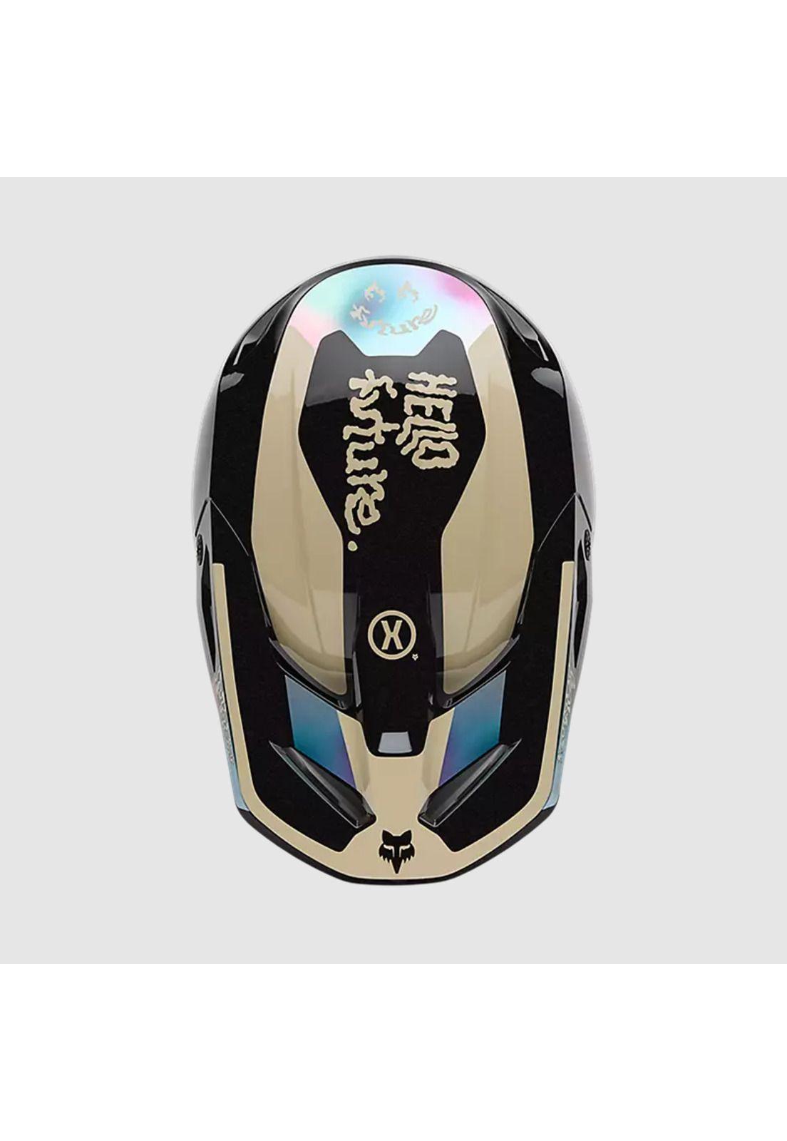 Casco Moto V1 Hello Future Negro/Cafe Fox-3