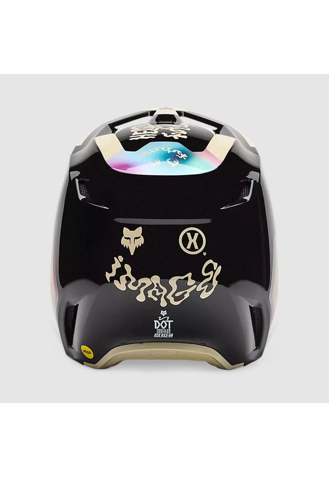Casco Moto V1 Hello Future Negro/Cafe Fox-4