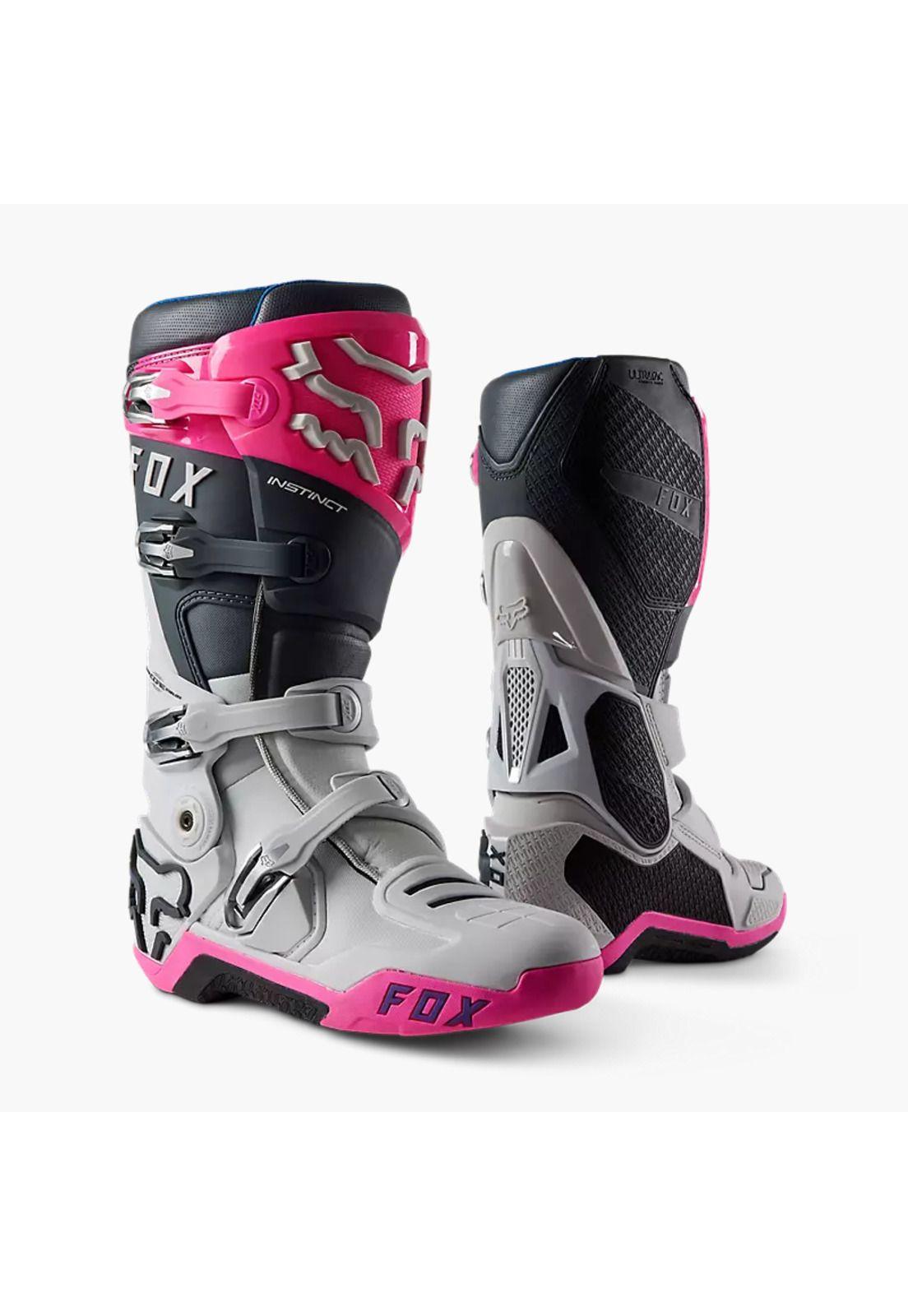 Botas Moto Instinct Gris/Rosado Fox-0